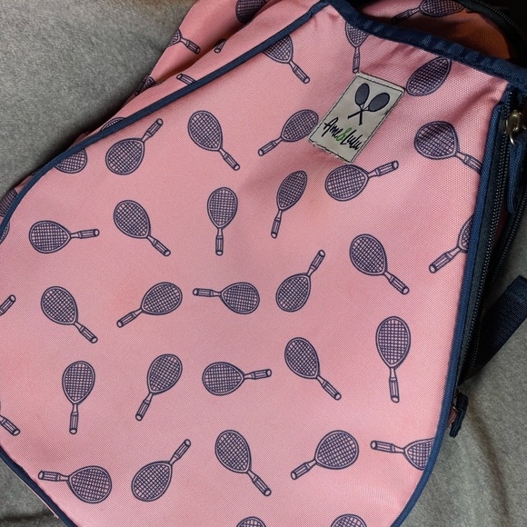 EUC Ame & LuLu LITTLE LOVE Tennis Racquet Backpack Pink/Nav 11’L x 4’W x 15.5’H. - Picture 9 of 10